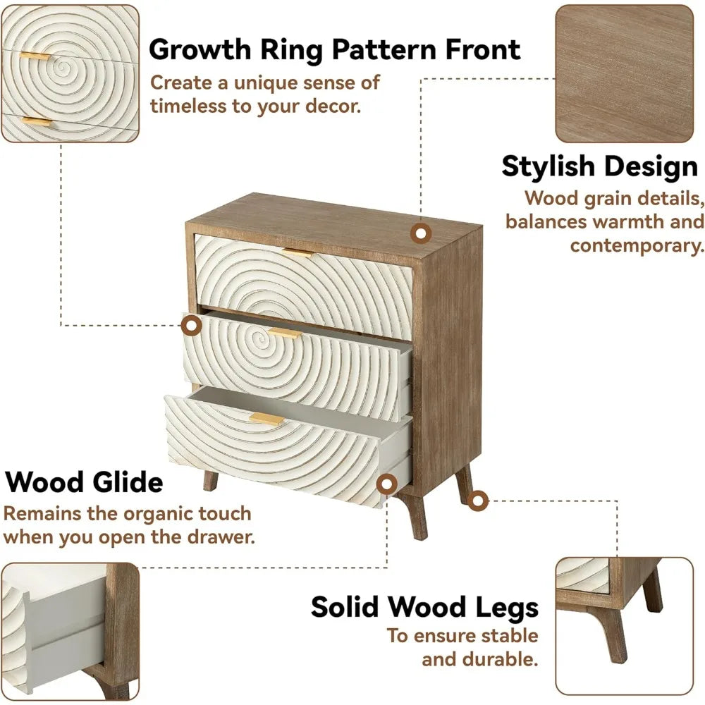 Wood Ring 3-Drawer Farmhouse