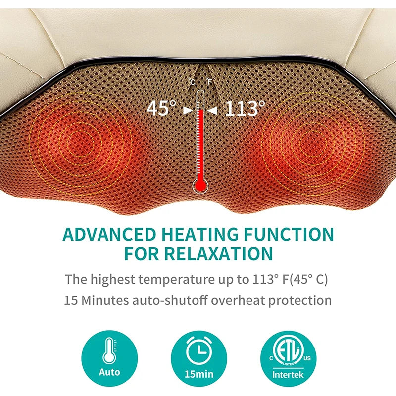 Shiatsu 3D Electric Full Body Massager with Heat and Deep Tissue Kneading