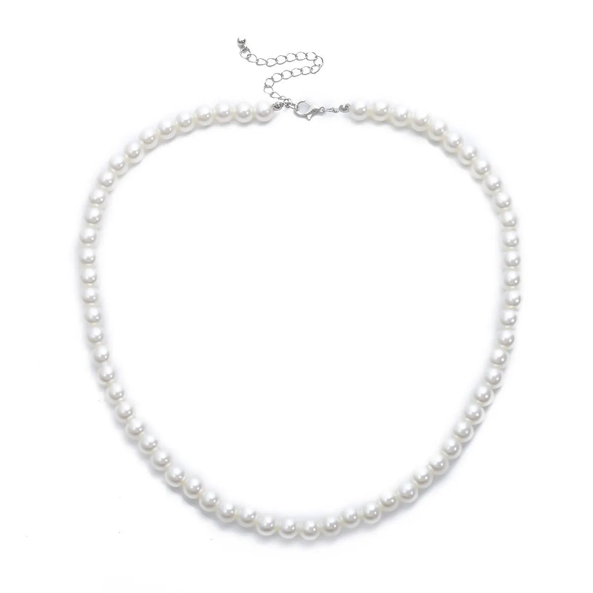 Men's White Imitation Pearl Beaded Chains.