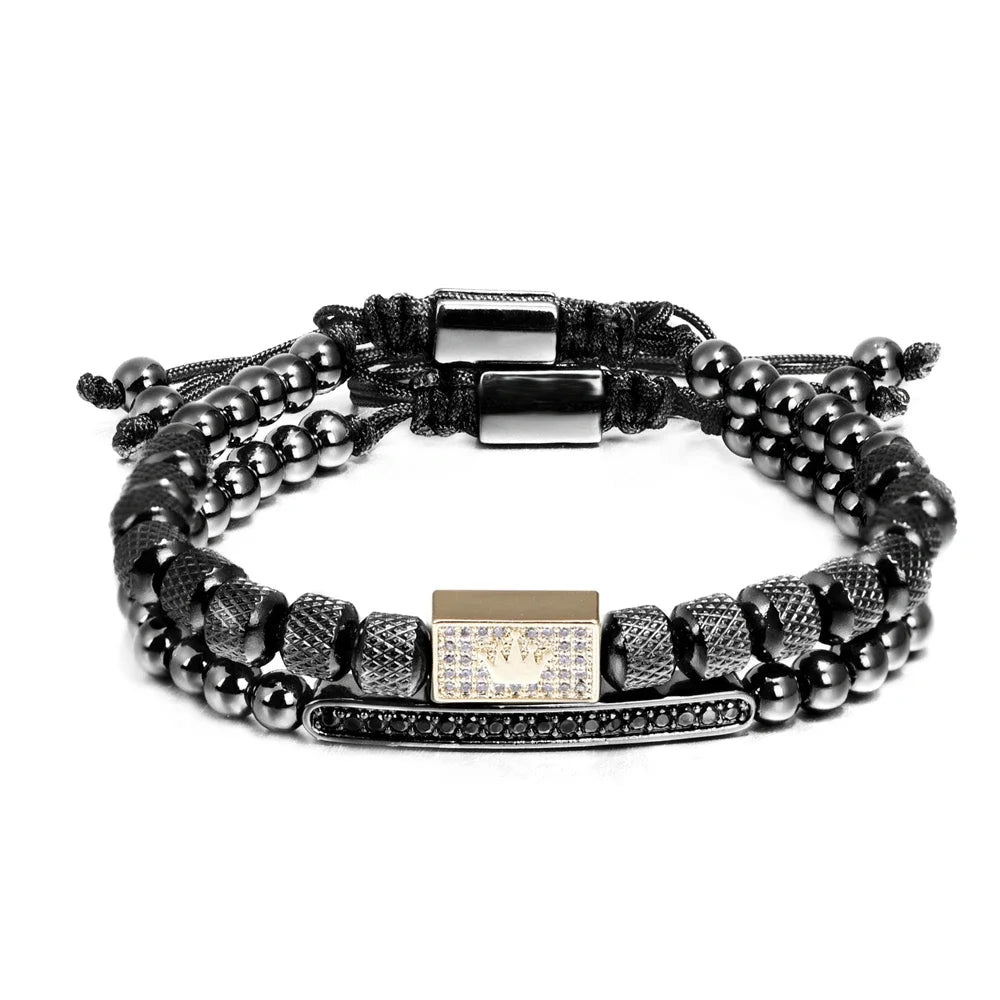 Charm Crown Bracelet for Men Jewelry Accessory Set