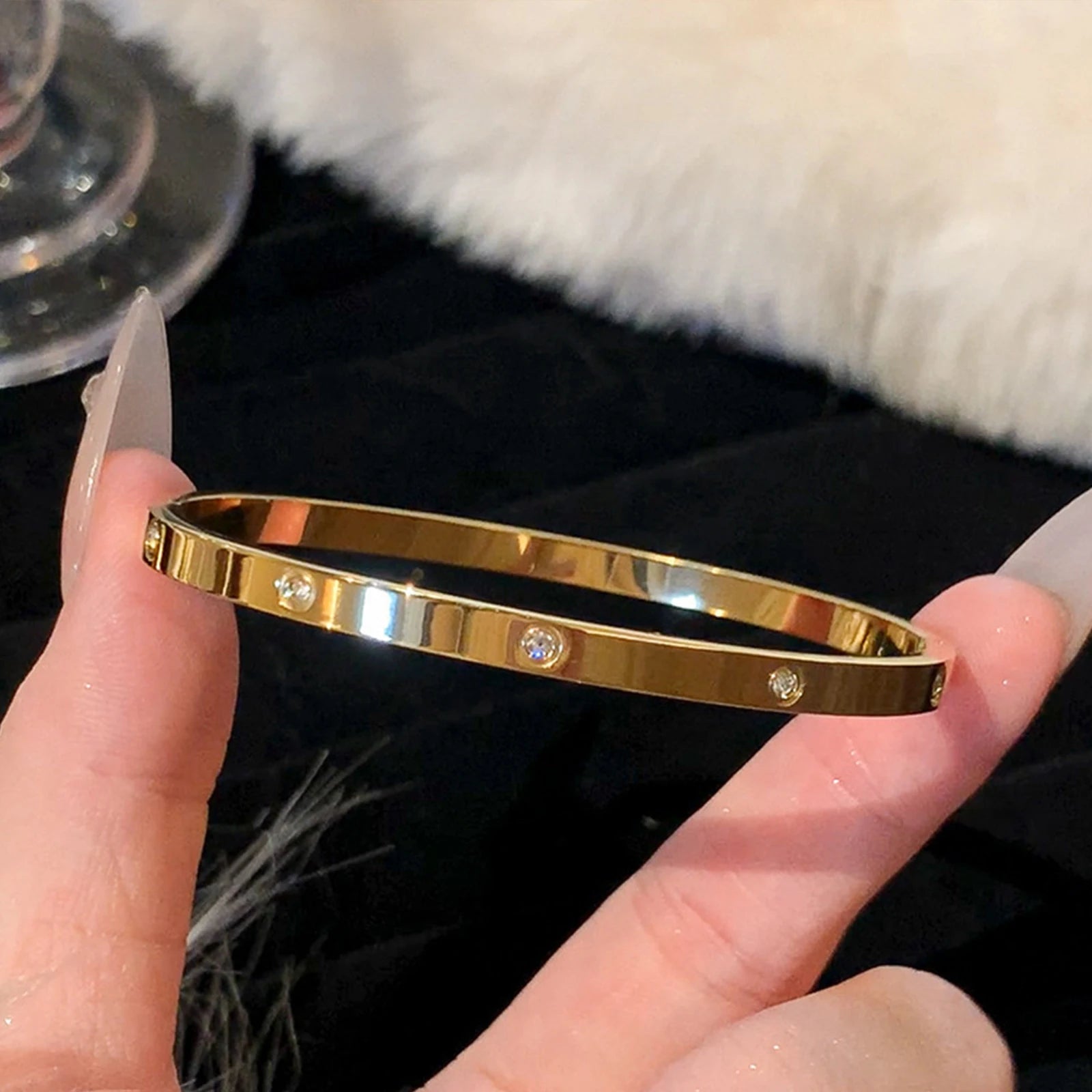 1pc Titanium Steel Gold Bracelet