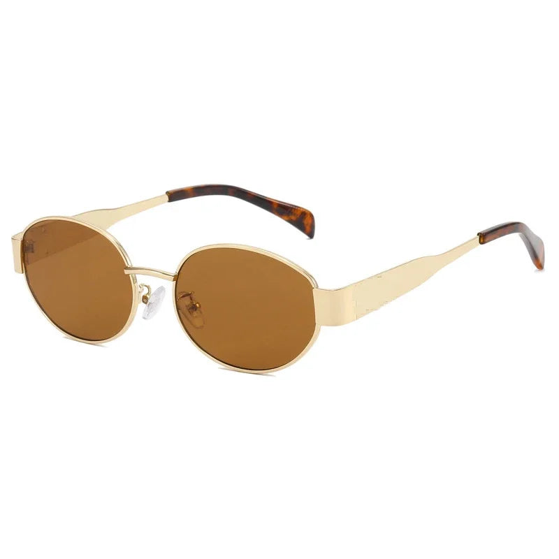 UV400 Vintage Oval Metal Sunglasses for Women