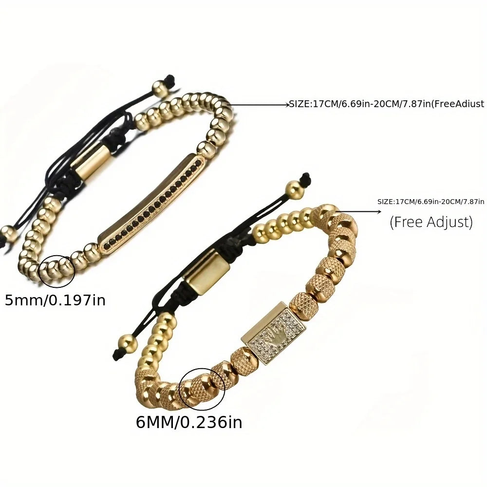Charm Crown Bracelet for Men Jewelry Accessory Set