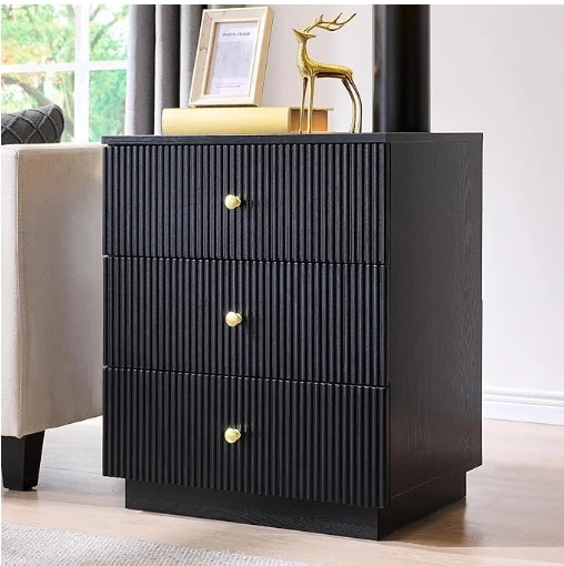 Fluted Nightstand with Charging Station