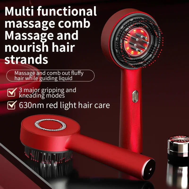 Electric Massage Comb Red Light Vibration Head Massage Comb Oil Applicator Nourishing Scalp Brush Hair Growth Anti Loss Care