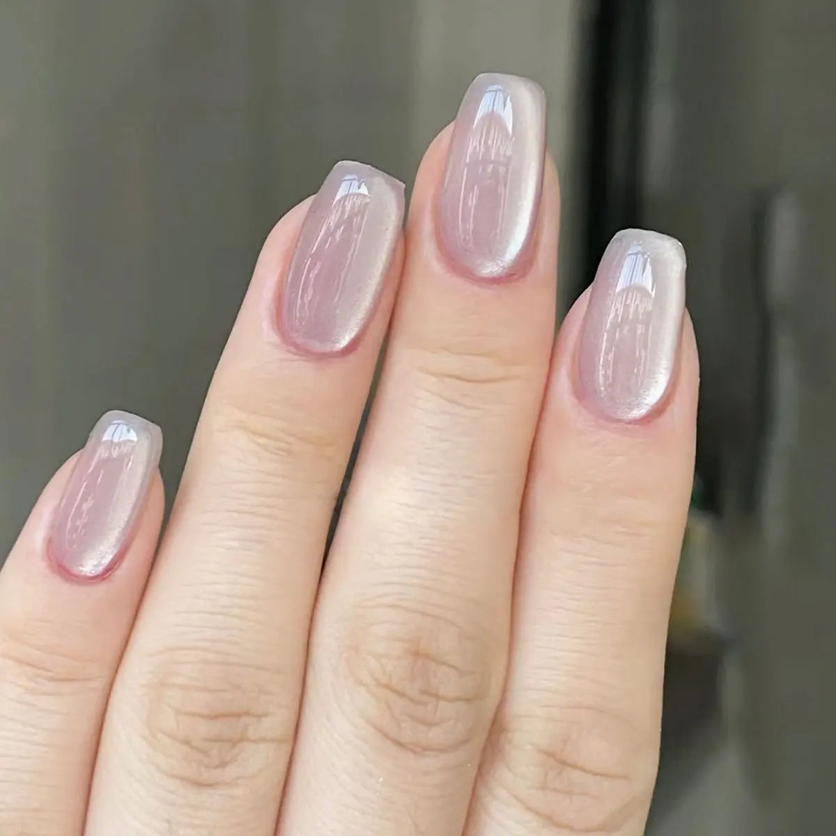 24pcs Press-On Fake Nails Set with Glue - Black, Blue, Purple, Red Cat Eye Square Nails for Girls