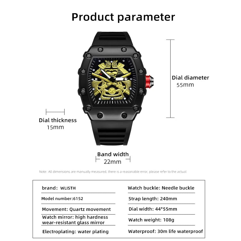 New Barrel-Shaped Explosive Sports Men's Luminous Waterproof Silicone Watch