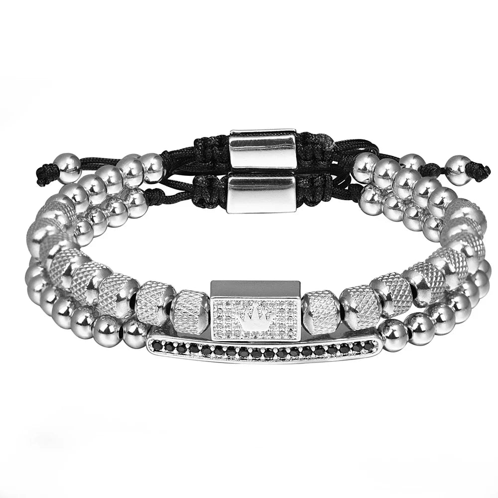 Charm Crown Bracelet for Men Jewelry Accessory Set