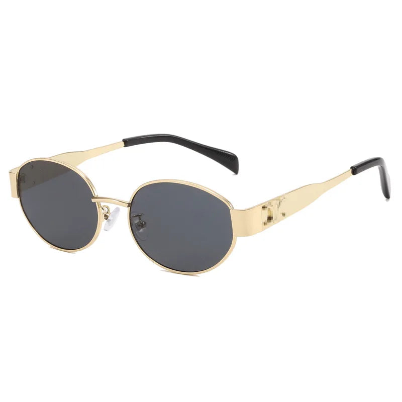 UV400 Vintage Oval Metal Sunglasses for Women