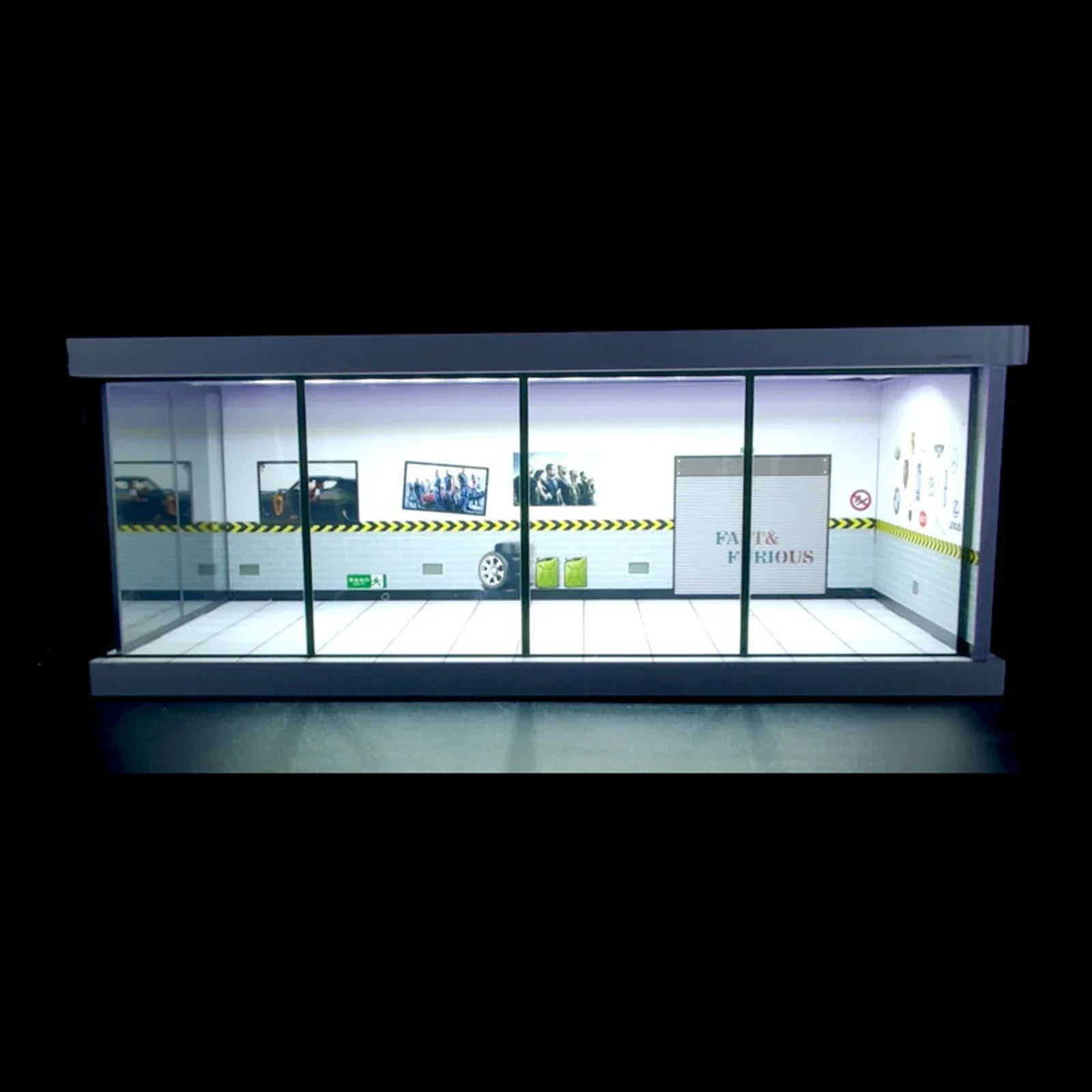 1/64 Scale Car Garage Model with LED Lighting for Mini Vehicles in Parking Scene