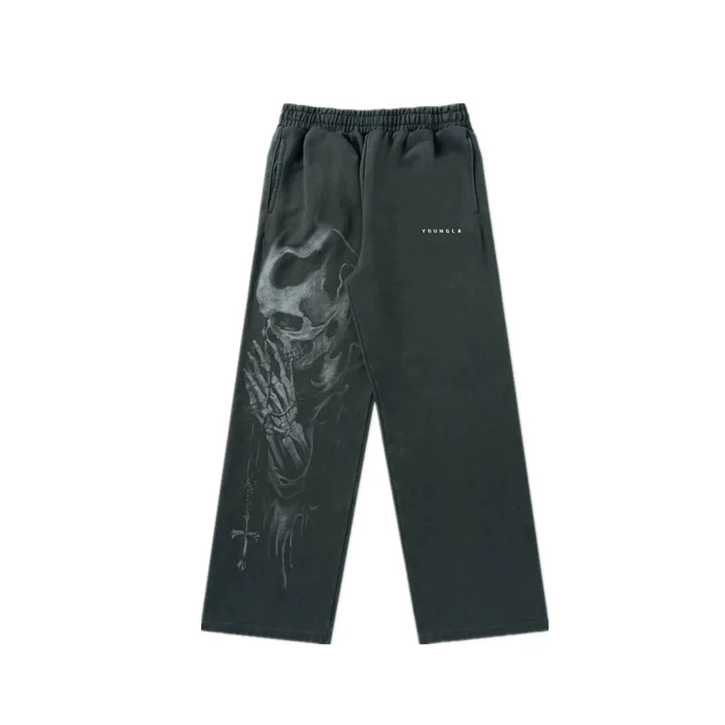 Young LA Trendy anime prints wide-leg joggers