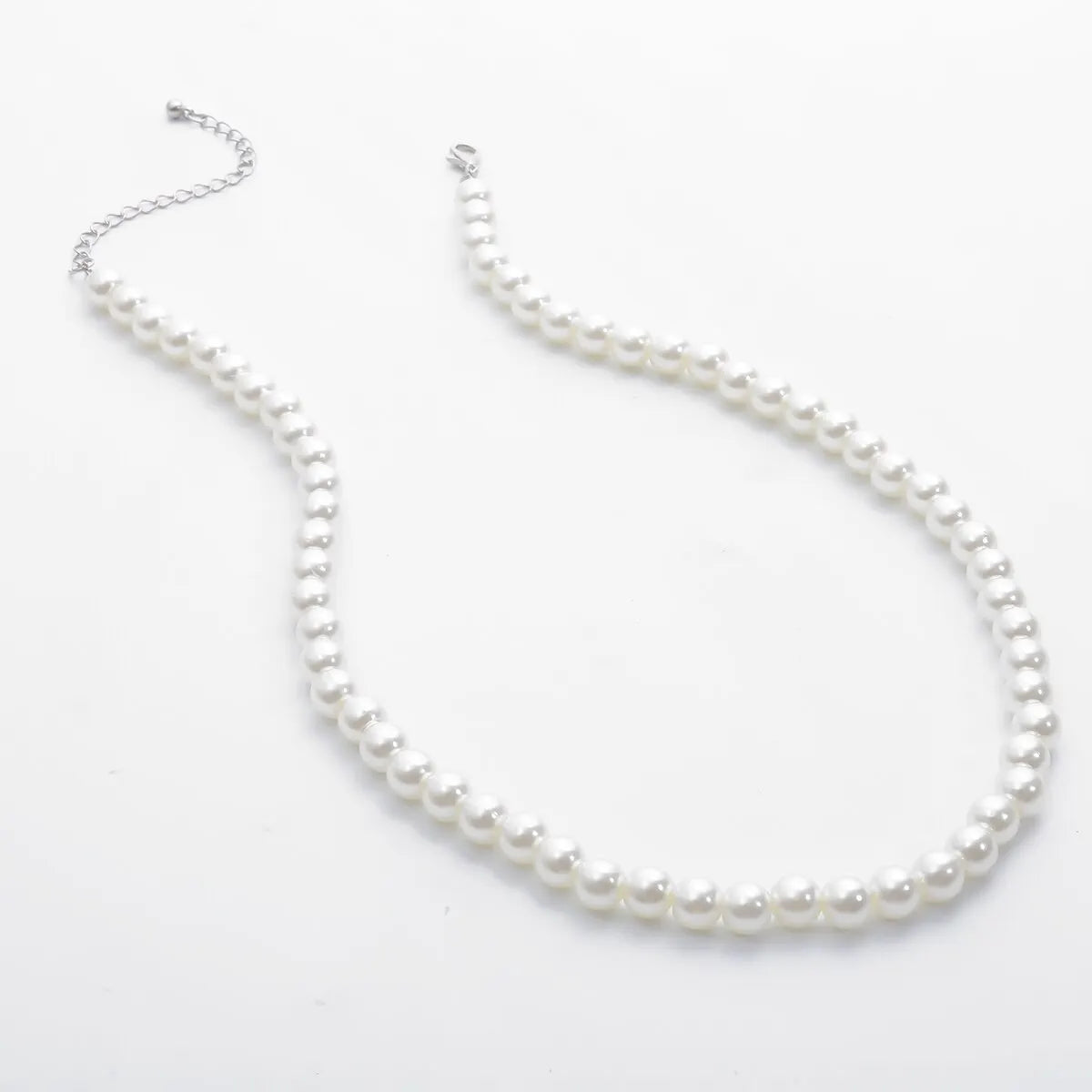 Men's White Imitation Pearl Beaded Chains.
