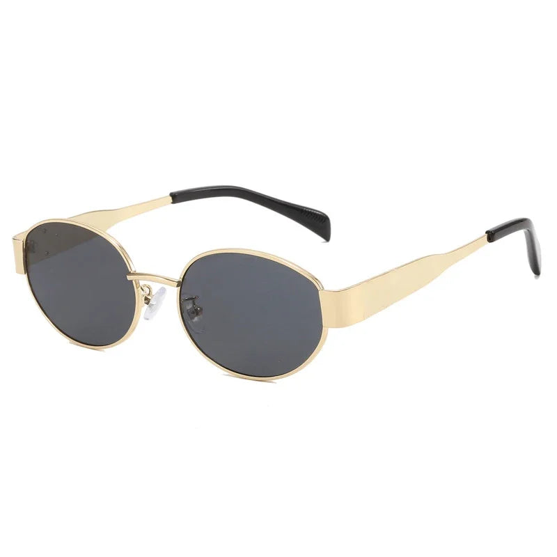 UV400 Vintage Oval Metal Sunglasses for Women