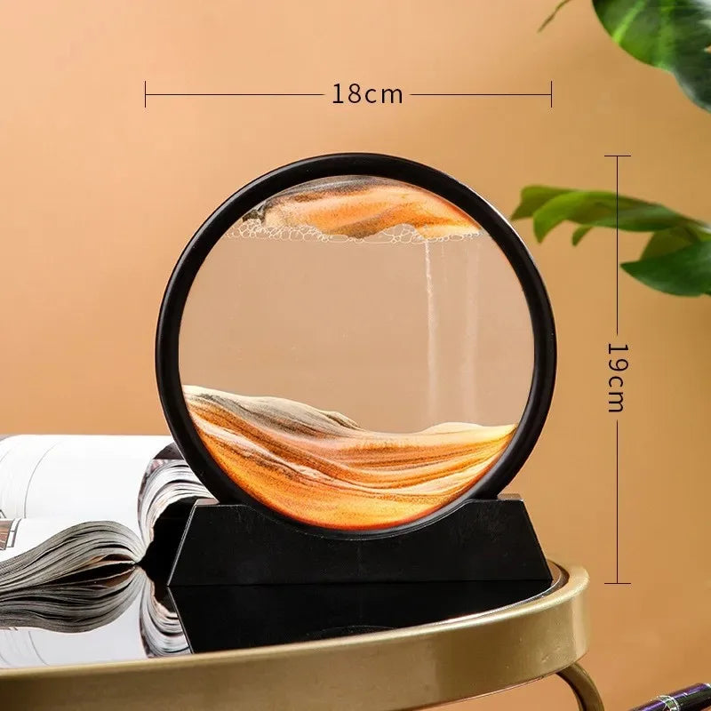 3D Hourglass Quicksand Moving Sand Art Picture Round