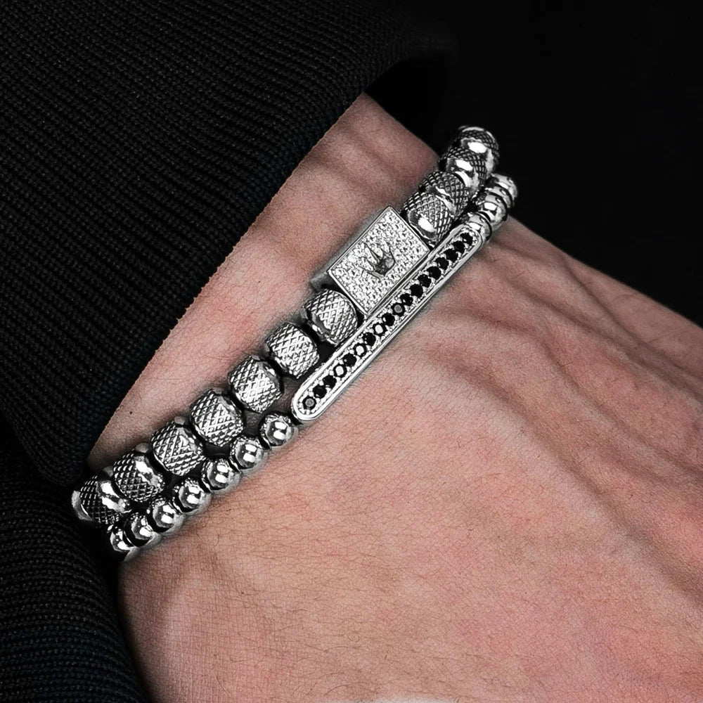 Charm Crown Bracelet for Men Jewelry Accessory Set