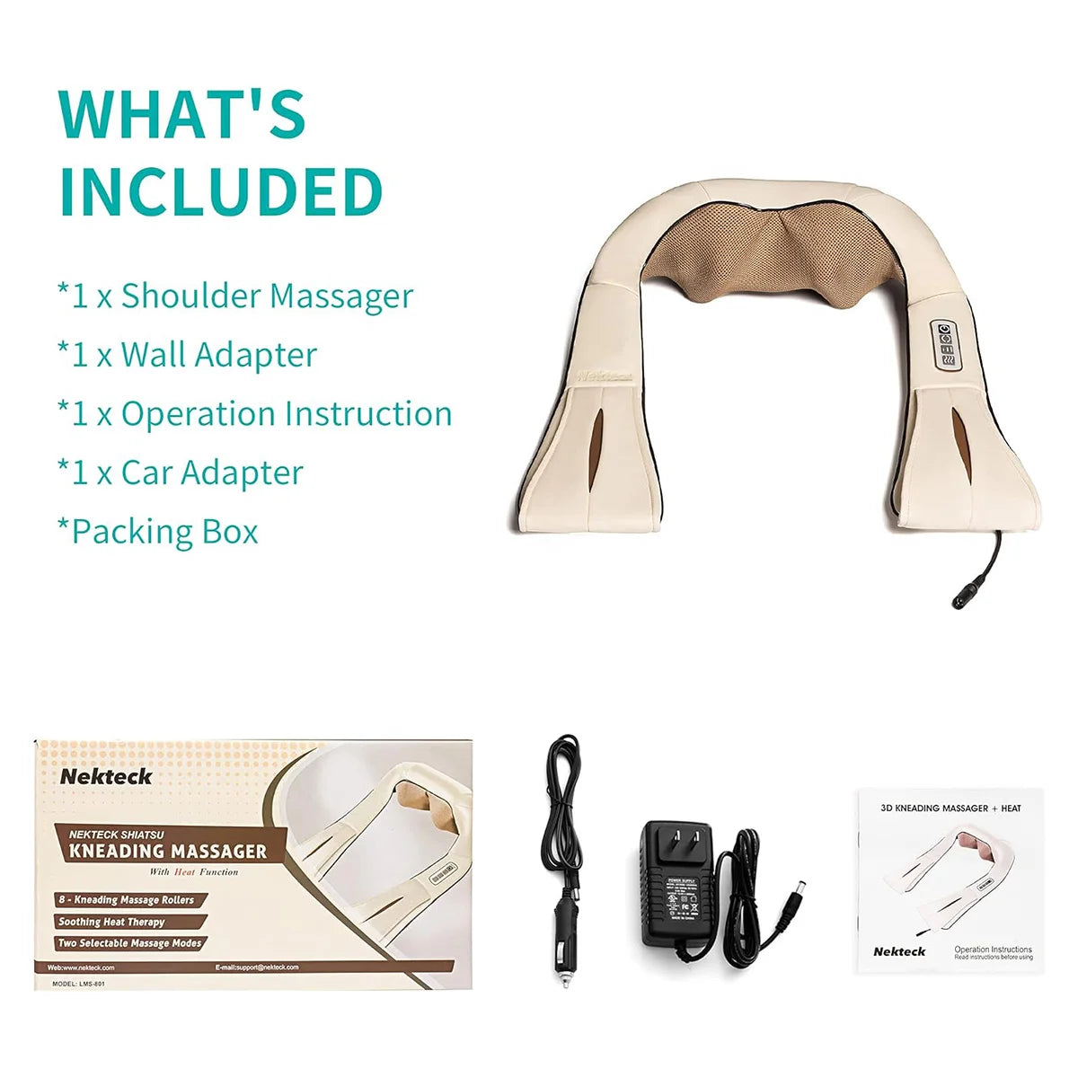 Shiatsu 3D Electric Full Body Massager with Heat and Deep Tissue Kneading