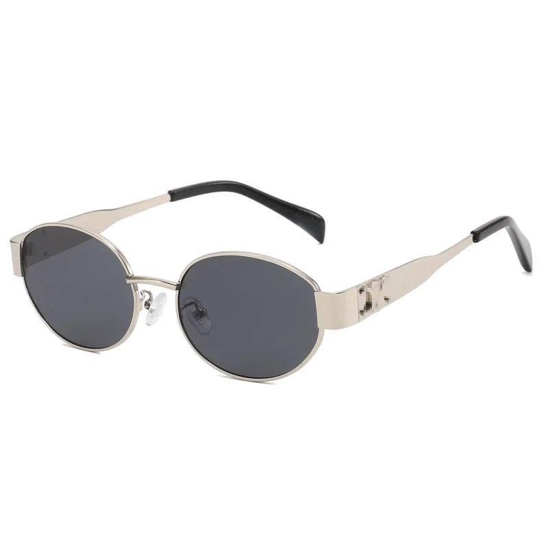 UV400 Vintage Oval Metal Sunglasses for Women