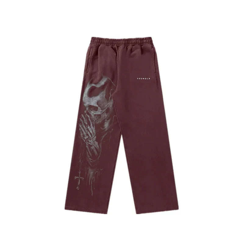 Young LA Trendy anime prints wide-leg joggers