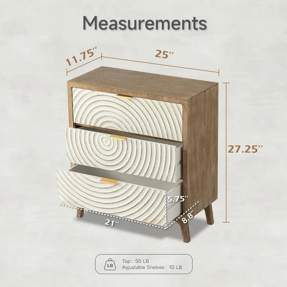 Wood Ring 3-Drawer Farmhouse