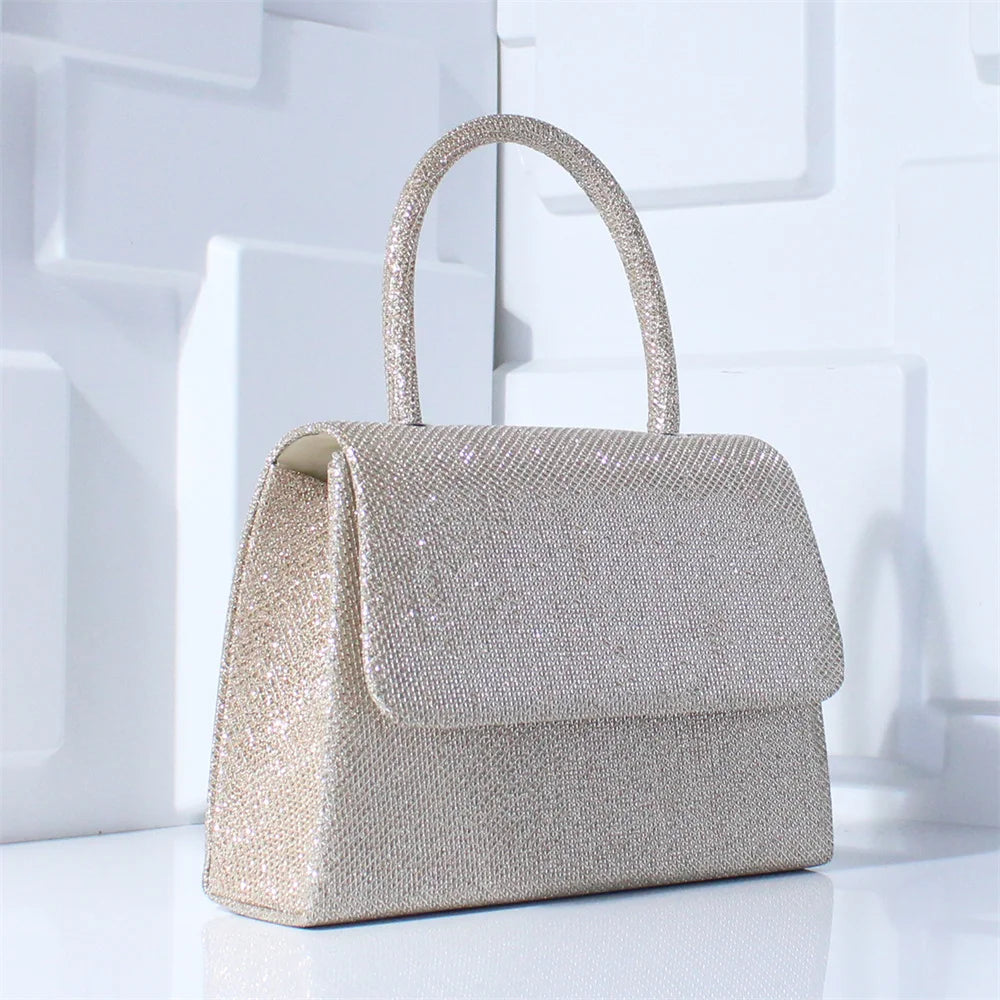 Silver Silk Evening Clutch Shoulder Bag
