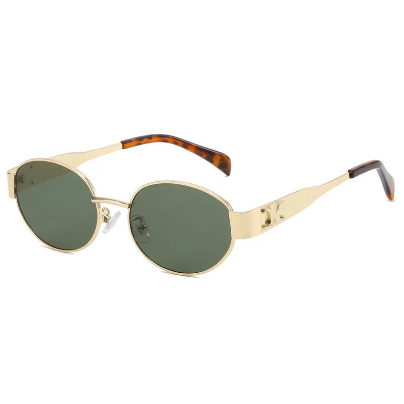 UV400 Vintage Oval Metal Sunglasses for Women