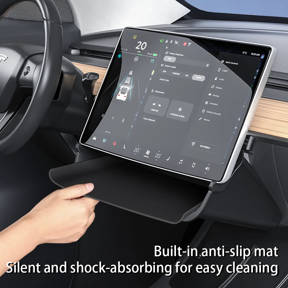 Herval Under-Screen Storage Tray for Tesla Model Y 3 (2021-2025) with Anti-Slip Liningr