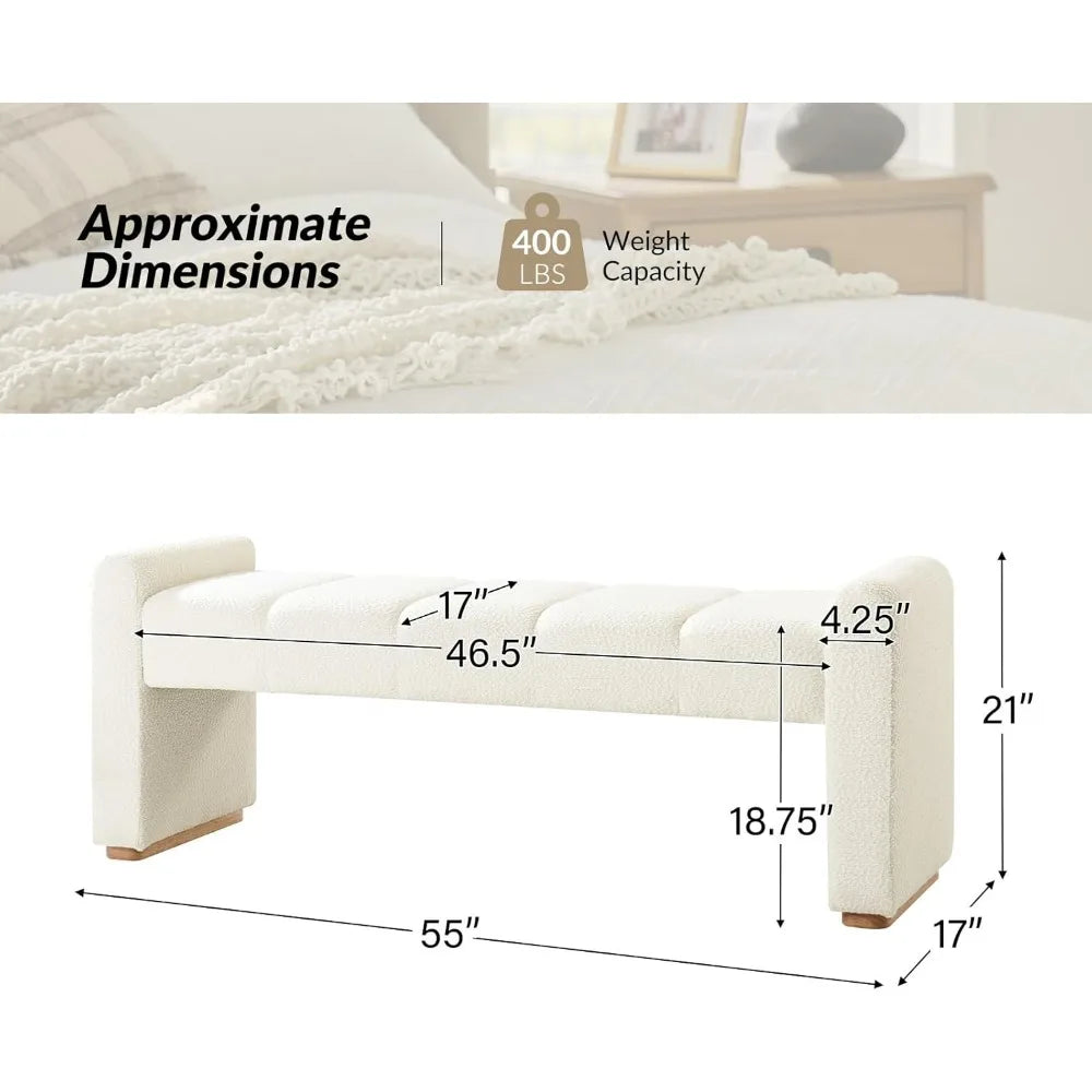 Modern Fabric Upholstered Entryway Bench