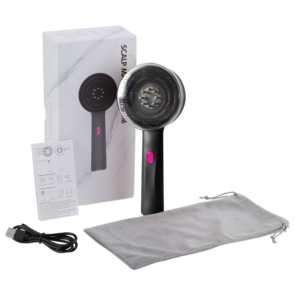 Electric Massage Comb Red Light Vibration Head Massage Comb Oil Applicator Nourishing Scalp Brush Hair Growth Anti Loss Care