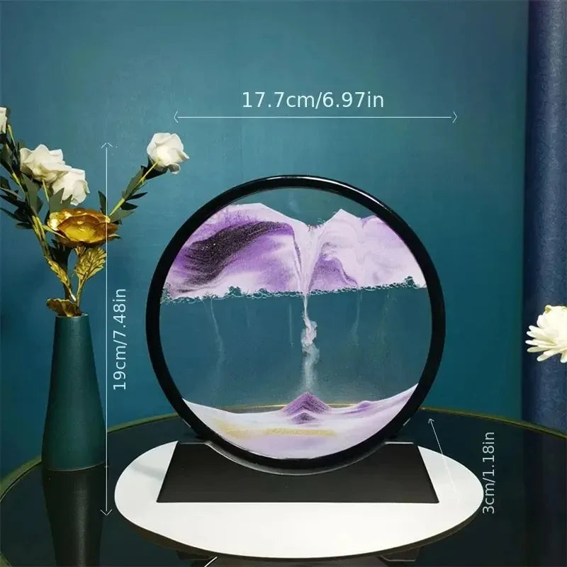 3D Hourglass Quicksand Moving Sand Art Picture Round
