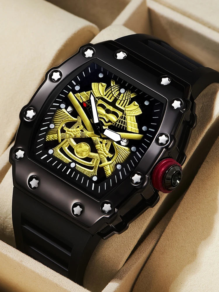New Barrel-Shaped Explosive Sports Men's Luminous Waterproof Silicone Watch