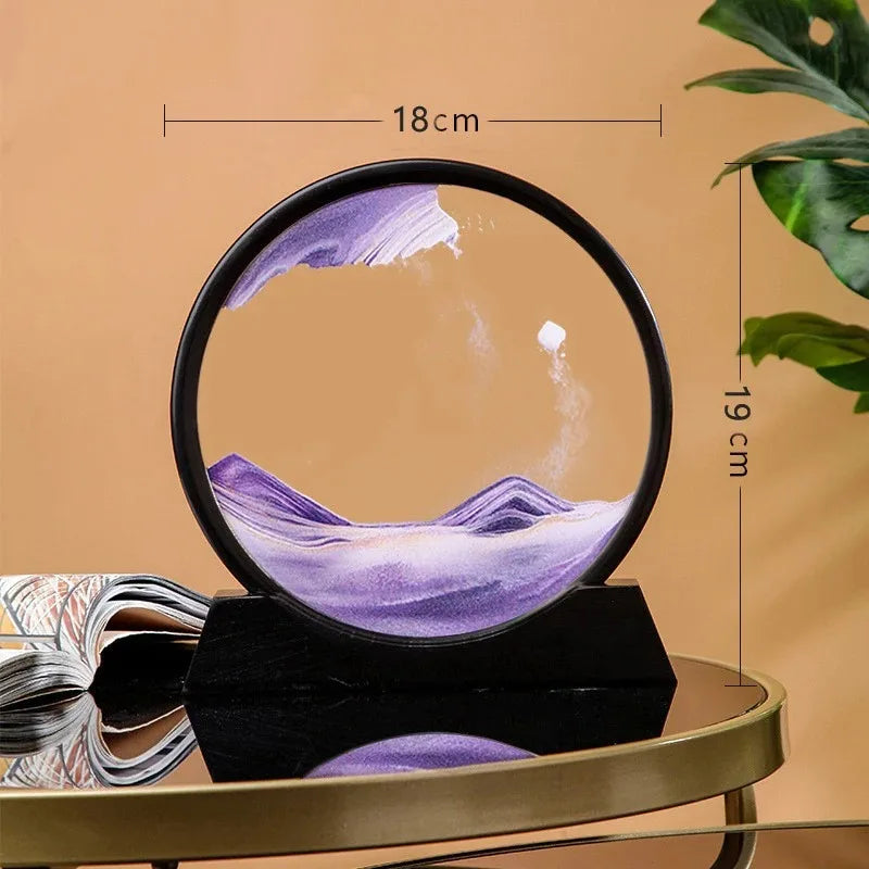 3D Hourglass Quicksand Moving Sand Art Picture Round