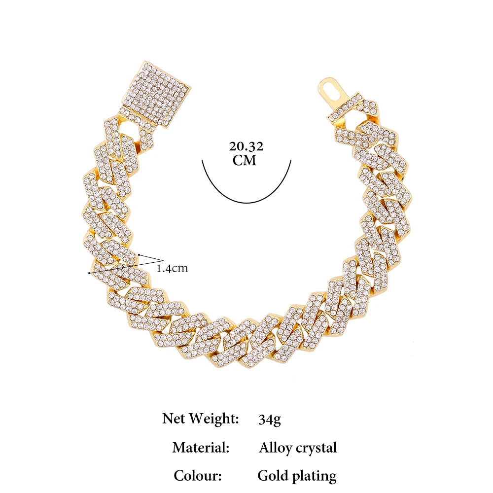 Iced 14MM Cuban Link Hip Hop Bracelet