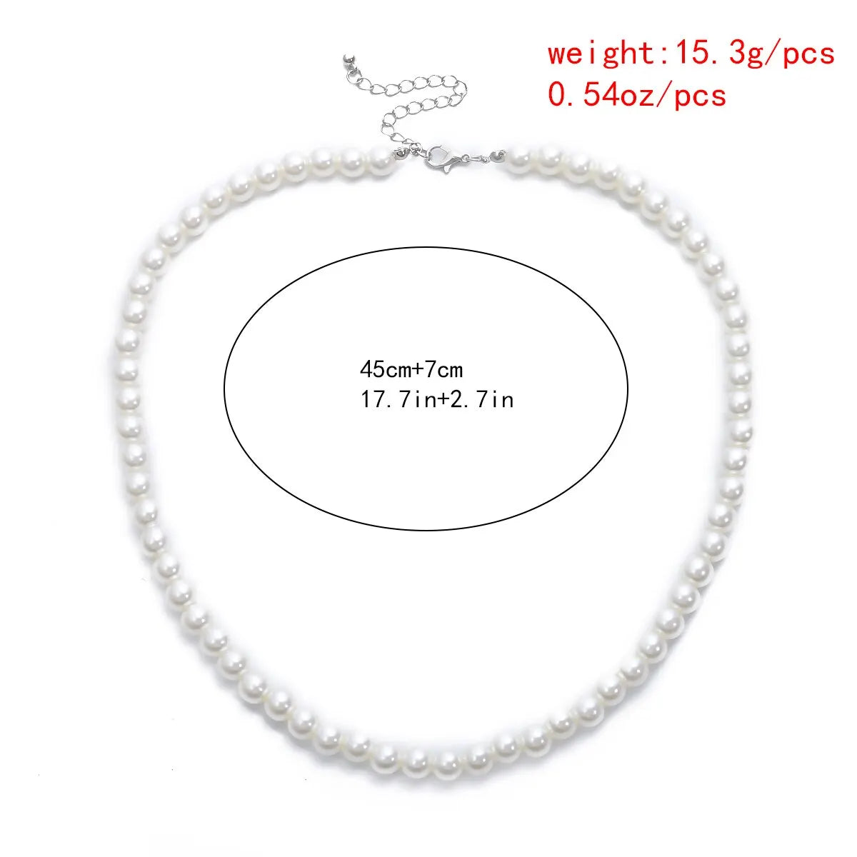 Men's White Imitation Pearl Beaded Chains.