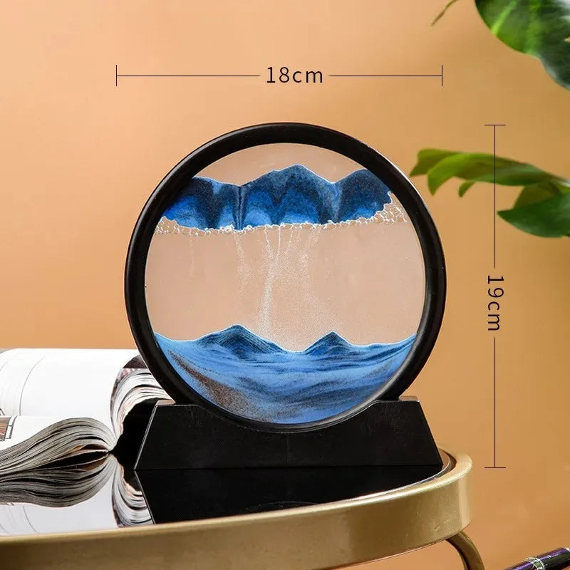 3D Hourglass Quicksand Moving Sand Art Picture Round