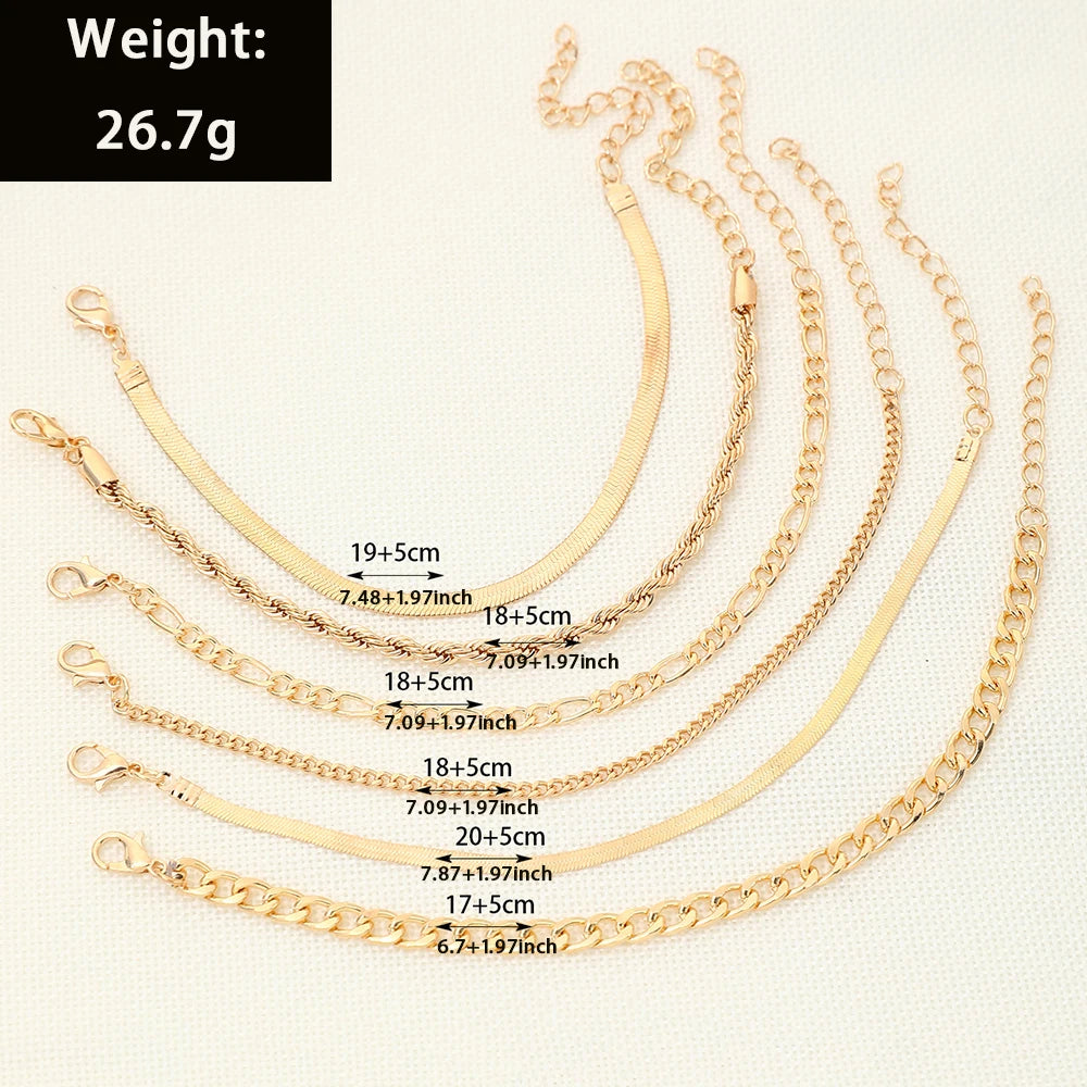 6Pcs/Set Punk Style bracelets for Her