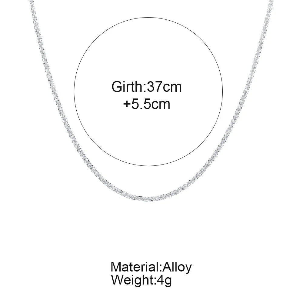 2pcs Set Shiny Sparkling Silver-Plated Clavicle Chain Bracelet Jewelry Set for Women Minimalist Starry Sky Accessories