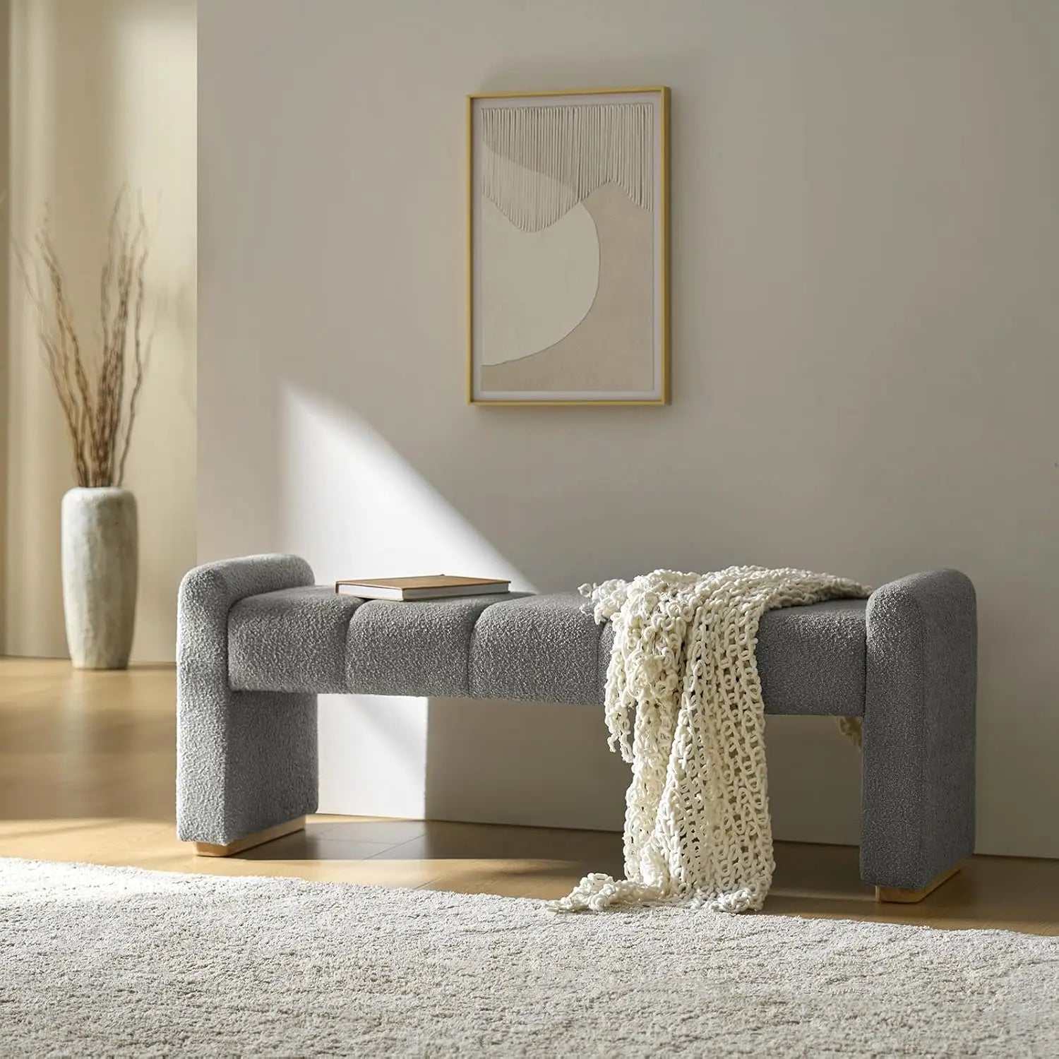 Modern Fabric Upholstered Entryway Bench
