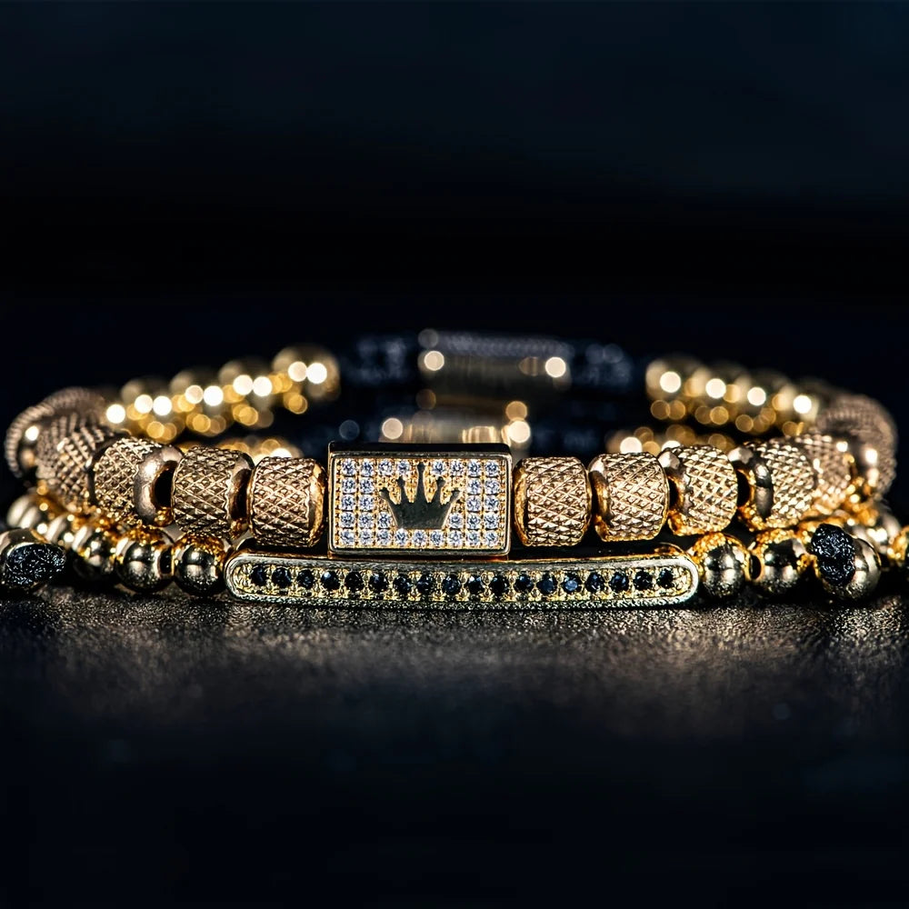 Charm Crown Bracelet for Men Jewelry Accessory Set