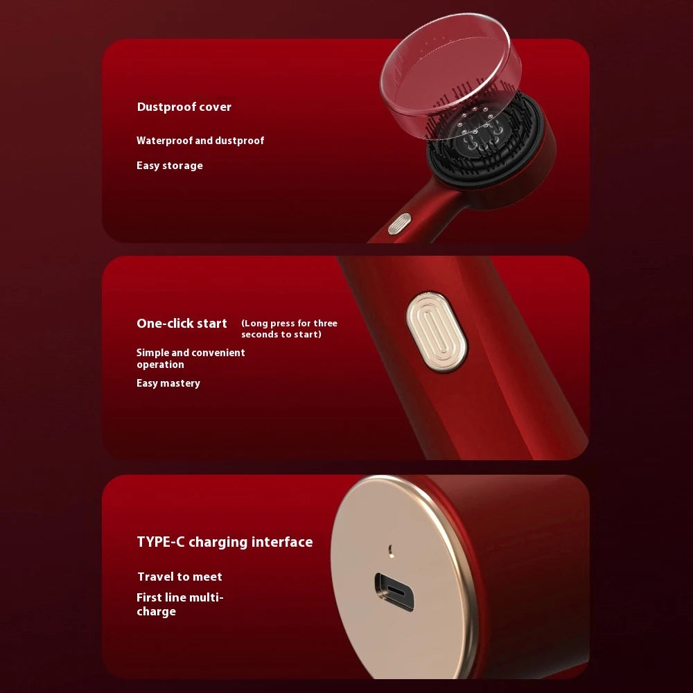 Electric Massage Comb Red Light Vibration Head Massage Comb Oil Applicator Nourishing Scalp Brush Hair Growth Anti Loss Care