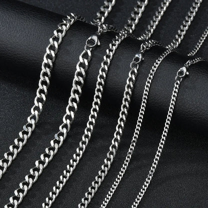 Men Stainless Steel Basic Chain Necklace Titanium Steel Jewelry Cuban Chain For Women