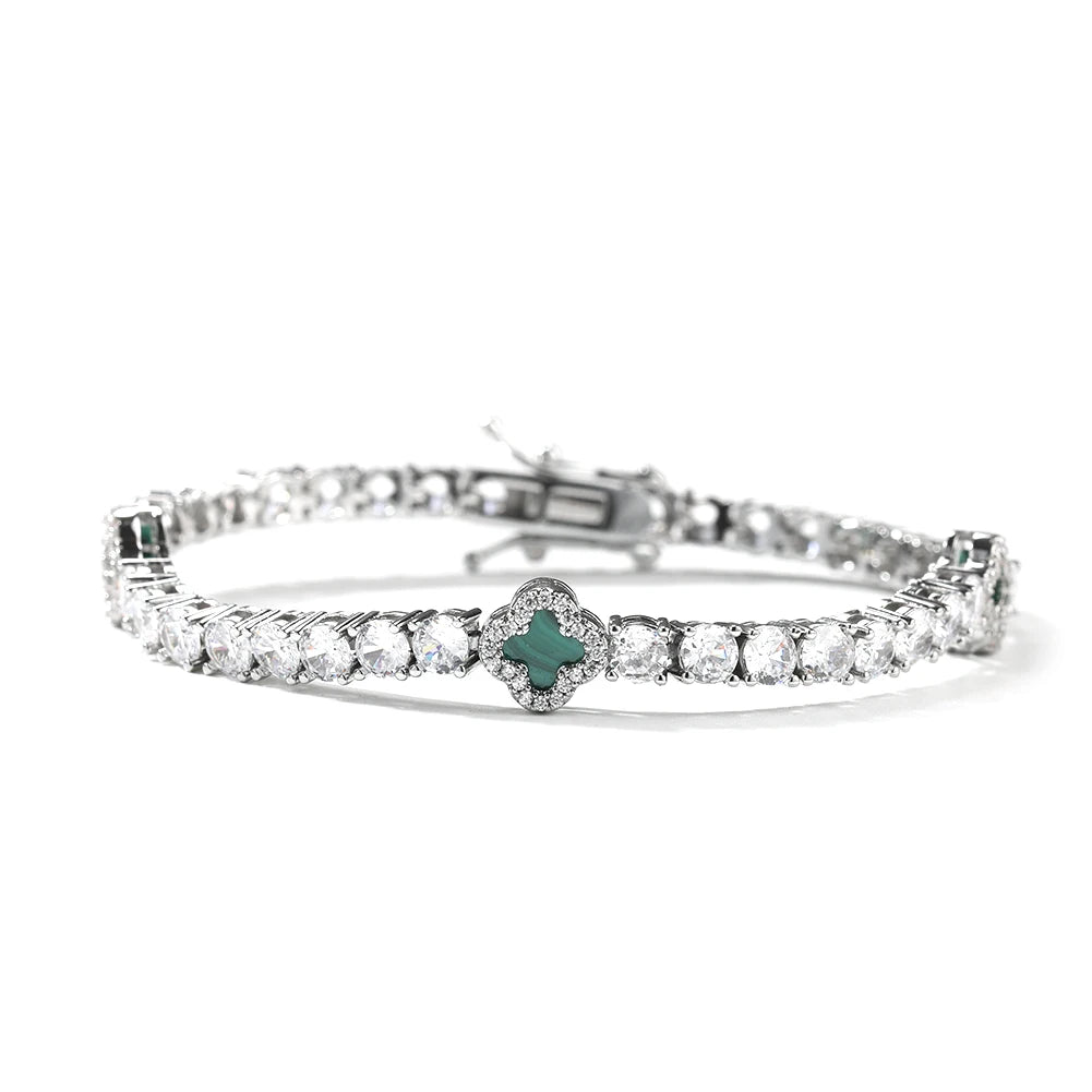 Green Clover Tennis Bracelet