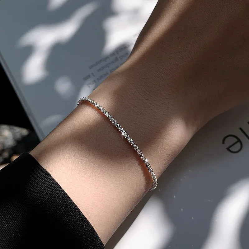 New 925 Sterling Silver Bracelet 1.5mm Shiny Bracelet For Your Woman Water Jewelry Gift