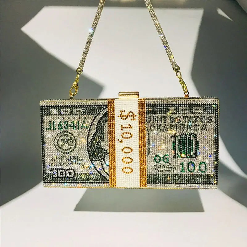 Rhinestone Clutch: $10,000 Stack Bag