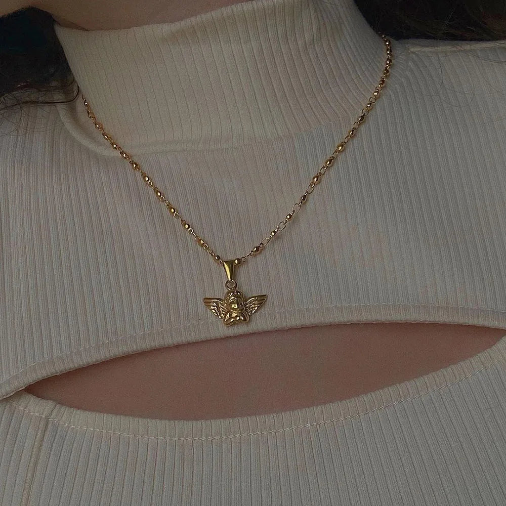 Multilayer Cherub Pendant Chain