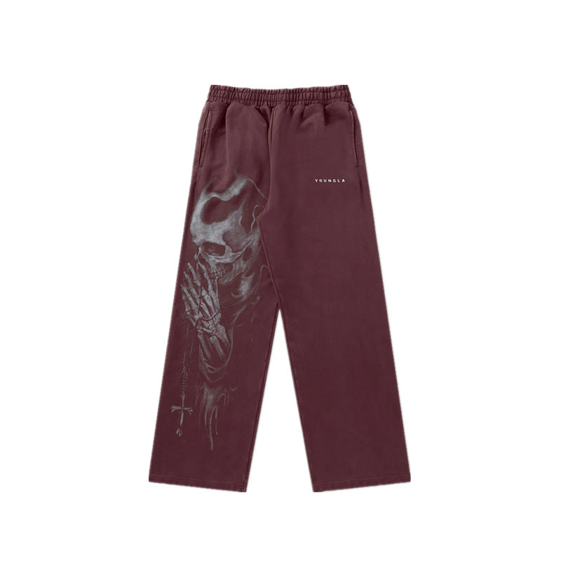 Young LA Trendy anime prints wide-leg joggers