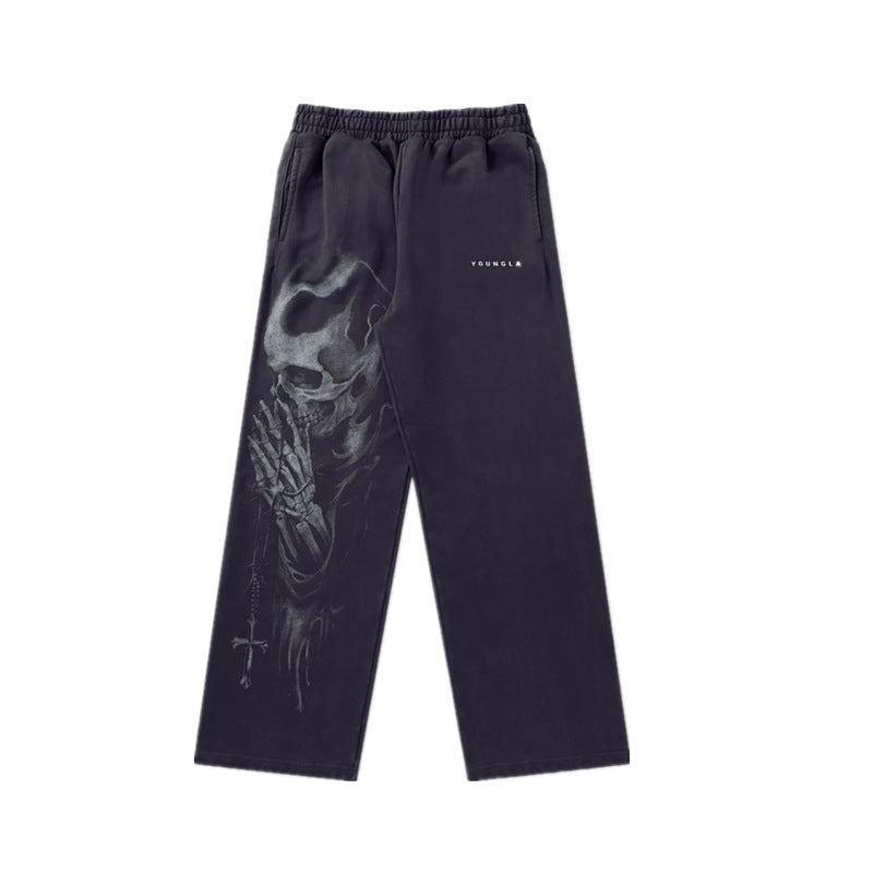 Young LA Trendy anime prints wide-leg joggers
