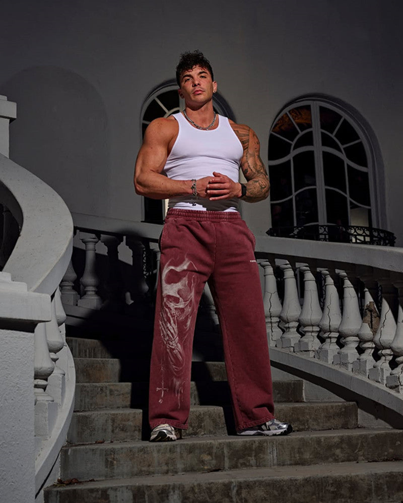 Young LA Trendy anime prints wide-leg joggers