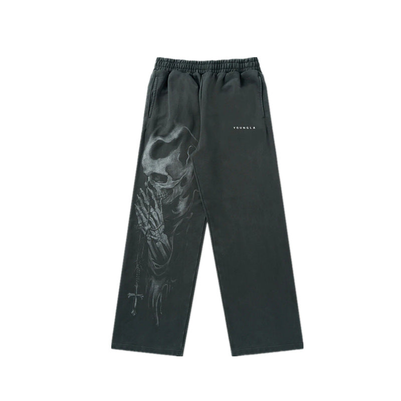 Young LA Trendy anime prints wide-leg joggers