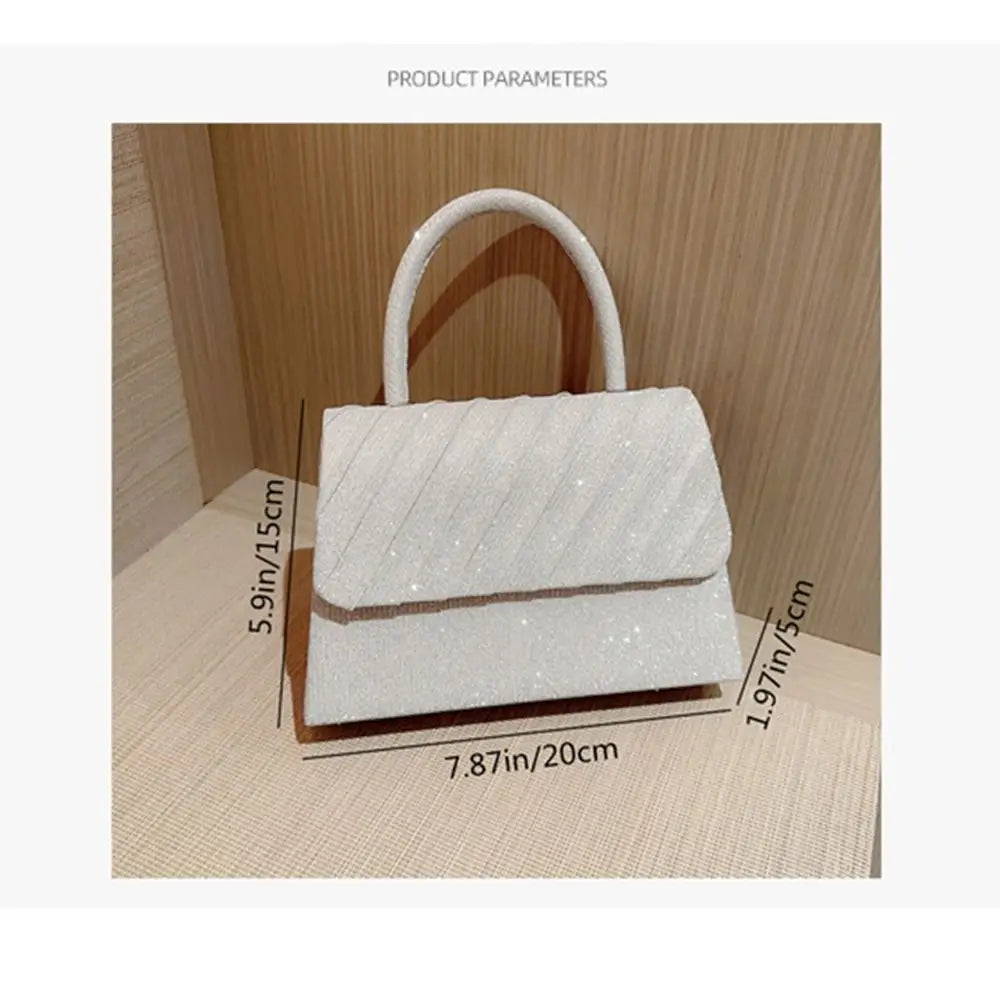 Elegant Gold Silk Evening Clutch: Women's Fashion Banquet Purse with Chain Shoulder Strap