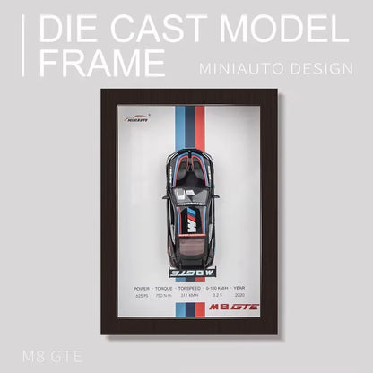 Photo Frame Version Alloy Metal Sports Car Model Simulation 3D Racing Car Hanging Painting Collection Kids Gifts Decoration